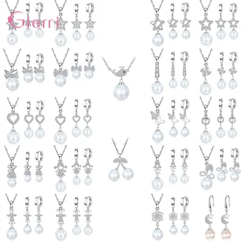 

Amazing Optional Styles Pearl Jewelry Sets For Women/Lady/Girls 925 Sterling Silver Janpanese Pearl Pendant Necklace Earrings