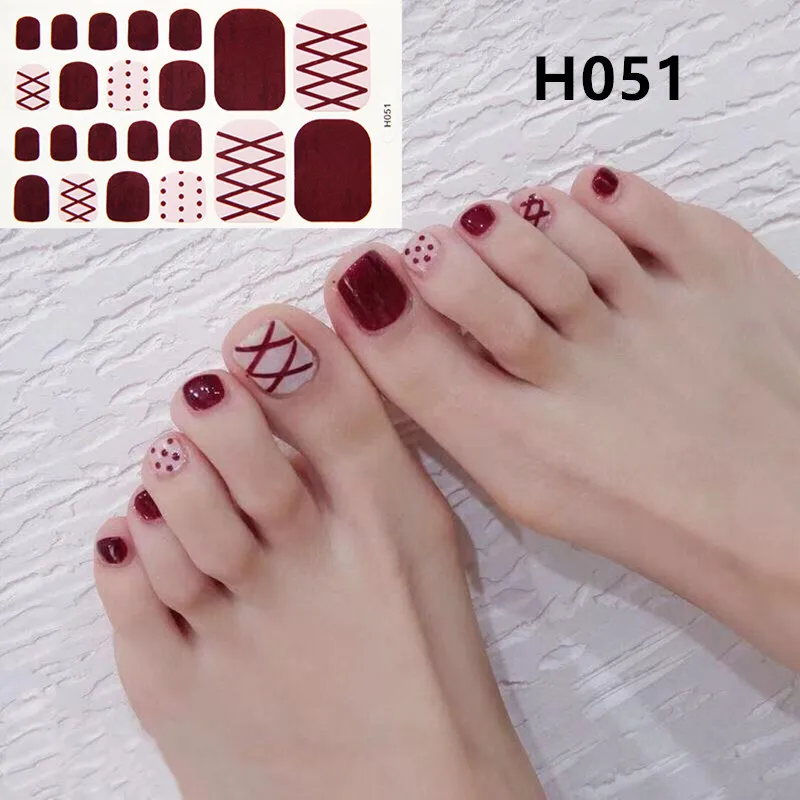 22 стикера корейского дизайна для ногтей, полное покрытие, водонепроницаемые наклейки для ногтей, блестящие наклейки для ногтей - Цвет: H051