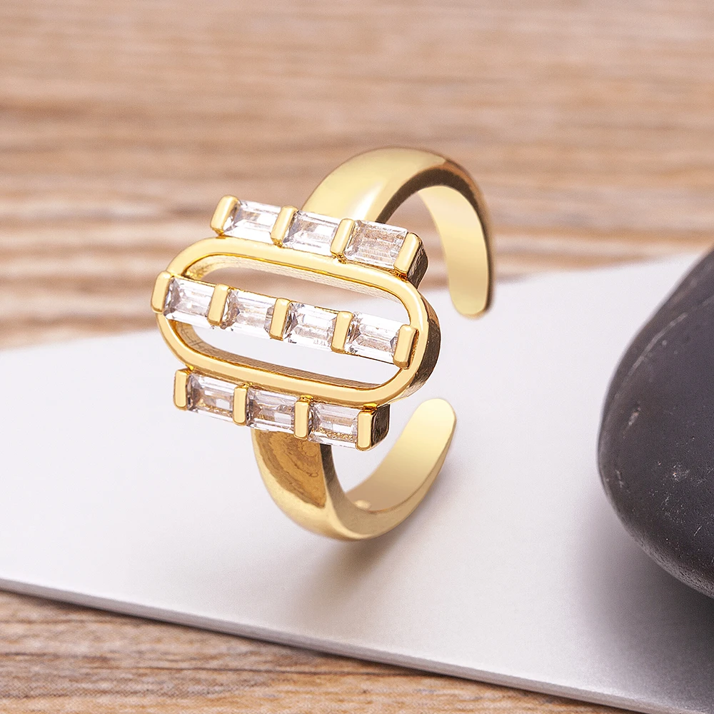 Luxury Cross X Shape Women Engagement Ring Full Paved Zircon Gold Color Elegant Simple Jewelry Open Adjustable Ring wedding rings finger rings fashion rings engagement rings zircon rings fashion ring crystal rings metal rings stone rings gold rings
