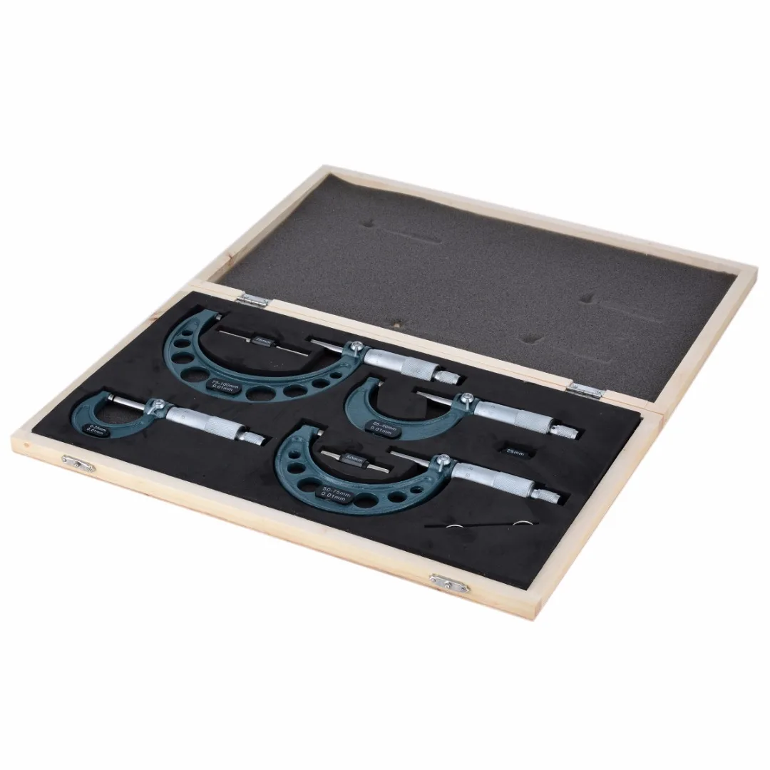 

1 Set 4Pcs Outside Micrometer 0-4" 0-100mm/0.01mm Precision Carbide Gauge Caliper For Measuring Gauging Tools