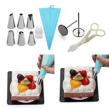

12PCS Silicone Pastry Bag Tips Kitchen DIY Icing Piping Cream Reusable Pastry Bags Stainless Steel Nozzles Cake Decorating Tools