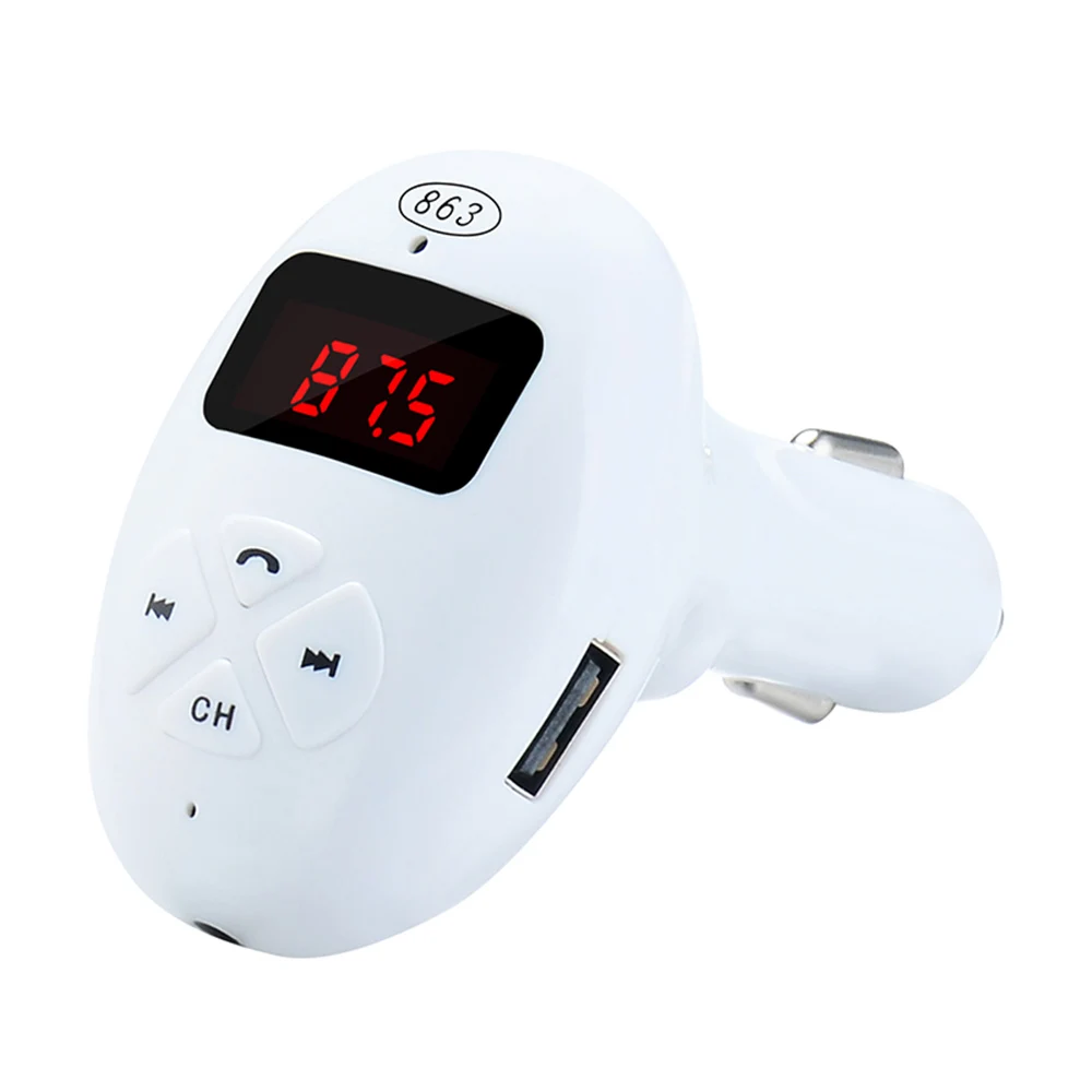 JINSERTA fm-передатчик Bluetooth Автомобильный MP3-плеер адаптер батарея напряжение снижение шума двойной USB зарядное устройство TF карта hands-free - Название цвета: White