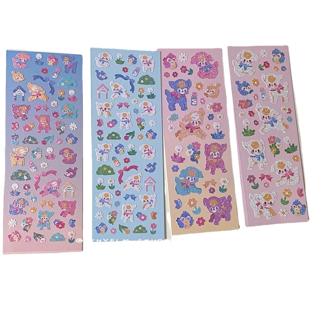 Korean Ins Cartoon Girl Laser Stickers Scrapbooking Decorative Materials  Idol Card Kawaii Deco Stickers Stationery Art