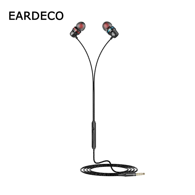 Проводные наушники-вкладыши EARDECO для телефона, наушники с микрофоном, басовые гарнитуры для мобильных телефонов, металлические наушники для Iphone, Xiaomi