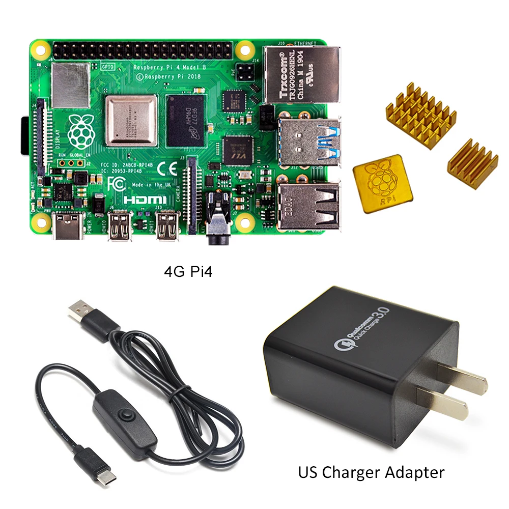  2019 new Original Raspberry Pi 4 Model B 2GB/4GB Starter Kit with power switch line EU/US Charger A