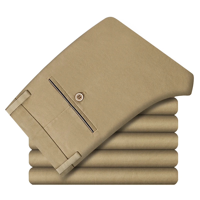 Light khaki Зимние деловые брюки, мужские повседневные облегающие Стрейчевые брюки, мужские Модные черные длинные штаны для мужчин, Pantalon Hombre - Цвет: Light khaki