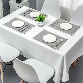 

AB Agro-Simple Water-and Oil-Repellent Disposable White Table Cloth Solid Color Cotton Fabric Rectangular Mat Custom Circle