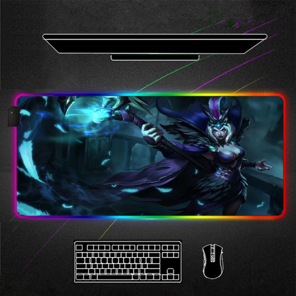 

League of Legends ravenborn leblanc RGB Mouse Pad Gamer Accessories Large LED MousePad XL Gaming Desk Mats Mouse Mat Best Seller