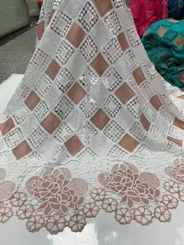 

High Quality Embroidery French Lace Fabric African Guipure Swiss Voile Lace Fabric Nigerian Stones Voile Lace Wedding Materials