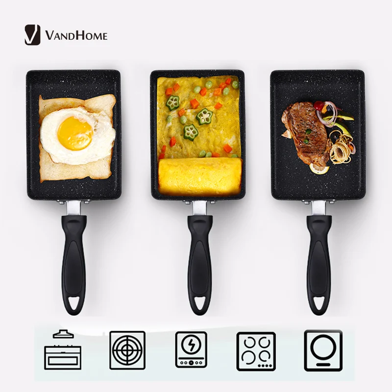VandHome Square Non-Stick Fried Eggs Pans Frying Pan Japanese Omelette Pancake Kitchen Pot Mini Cooker Maker Breakfast | Дом и сад