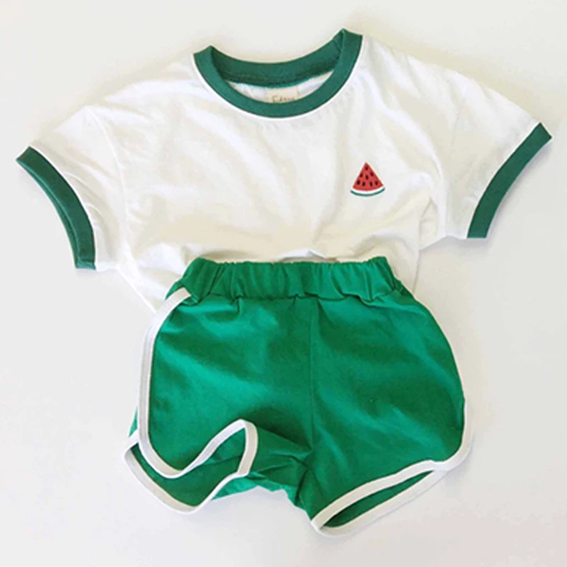 HH Baby Clothing Sets Kids Summer Cotton Cute Friut Boys Girls Sport Suits Infant Tops T-shirts Pants Suit Outfits Baby Clothes baby shirt clothing set