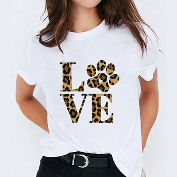 

Women Dog Mom Leopard Paw Funny Printed Ladies Tops Graphic Womens Tees Female Camisas Lady T-Shirt Harajuku T Shirt T-shirts