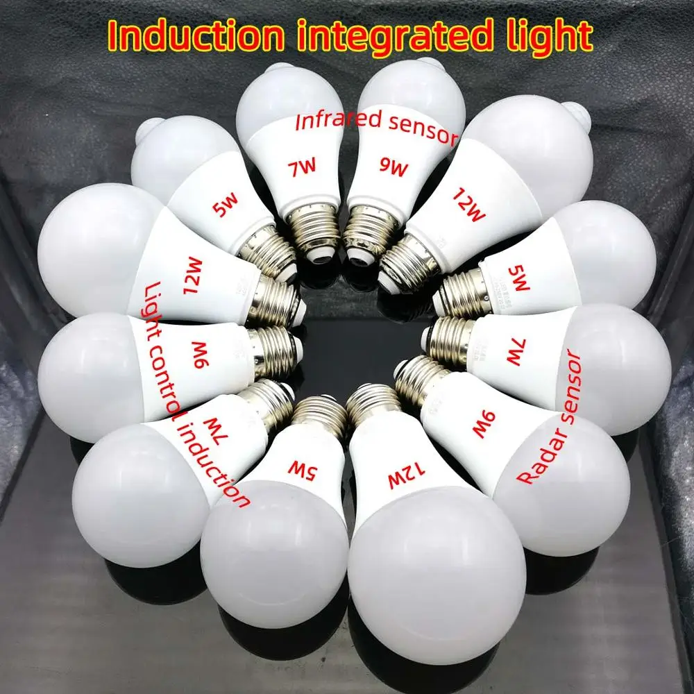 

E27 5W 7W 9W 12W LED Night light Bulb Smart PIR Motion Sensor lamp AC85V-265V 110V 220V For Stair Toilet Porch Garage Balcony