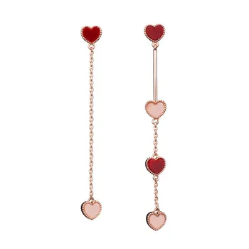 

Fashion Asymmetric Drop Earrings Charming Heart-Shaped Long Earrings For Women Bride Wedding Banquet Accessories