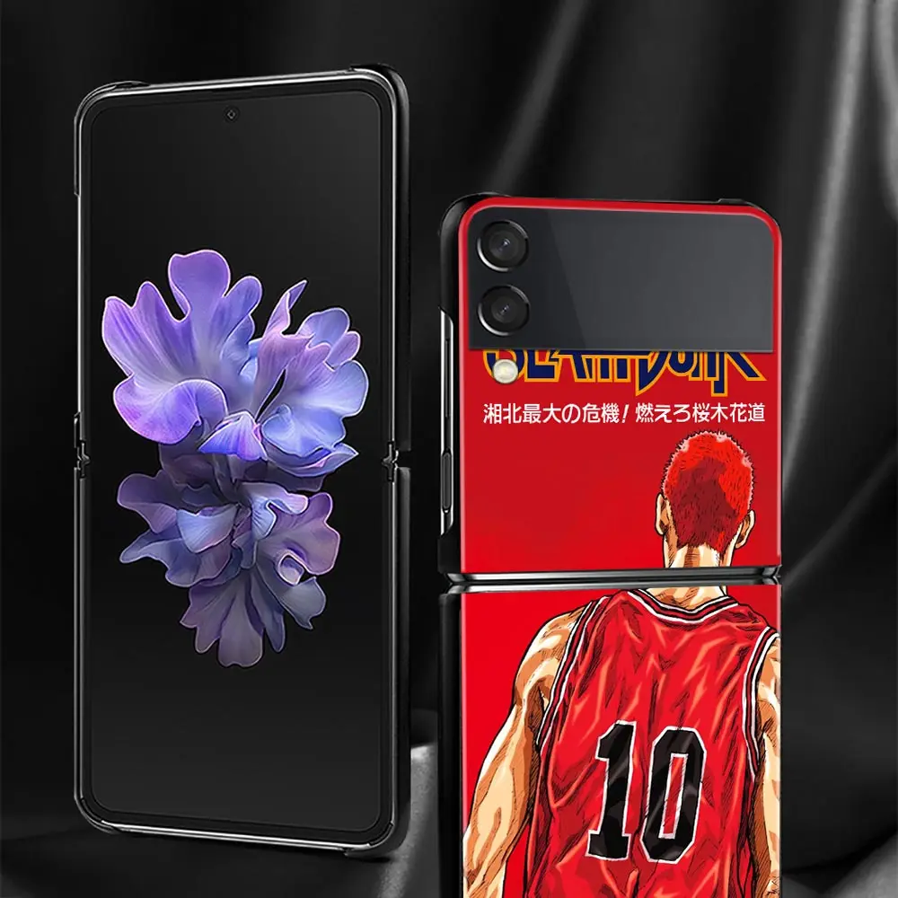 galaxy z flip3 5g case Phone Case For Samsung Galaxy Z Flip3 5G Hard PC Fundas For Samsung Z Flip 3 5G z flip Coque Balck Cover Slam Dunk Basketball galaxy flip3 case