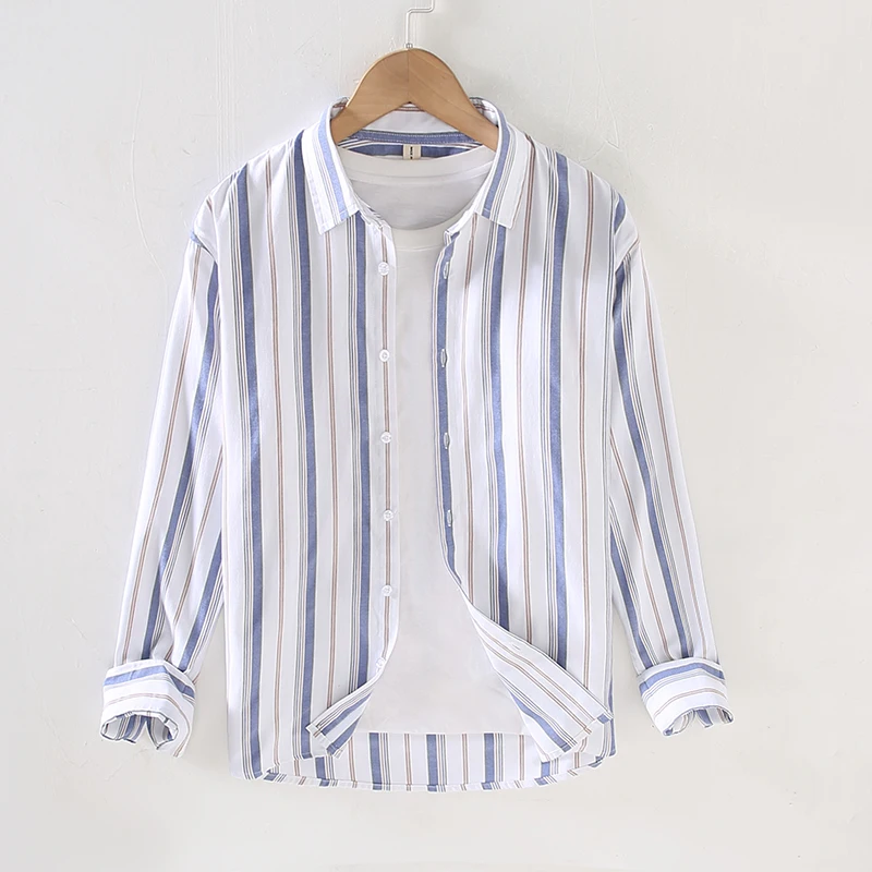 

New Suehaiwe's Brand Italy Long-sleeved Casual Stripe Cotton Shirt Men Fashion Clothes Shirts For Men Chemise Camisa Masculina