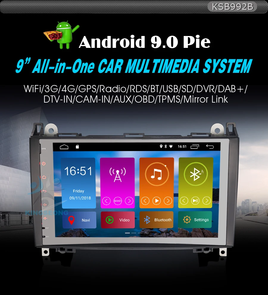 Excellent 9" DAB+ Autoradio Android 9.0 Car stereo GPS Navi for Mercedes Benz Sprinter W639 Viano W639 bluetooth USB RDS Radio Wifi TPMS 0