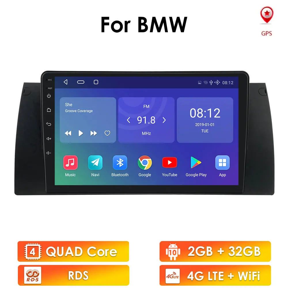 2din Android 10 Car Radio 4 Core for BMW 5 E39 E53 X5 1995-2001 M5 7 E38 2002 2003 2004 2005 2006 Navi GPS 4G Multimedia Player |