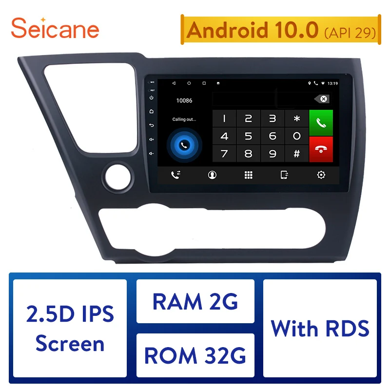 Seicane 9 дюймов Android 10 0 Автомобильный GPS для 2014 2015 2016 2017 Honda Civic навигация Радио стерео