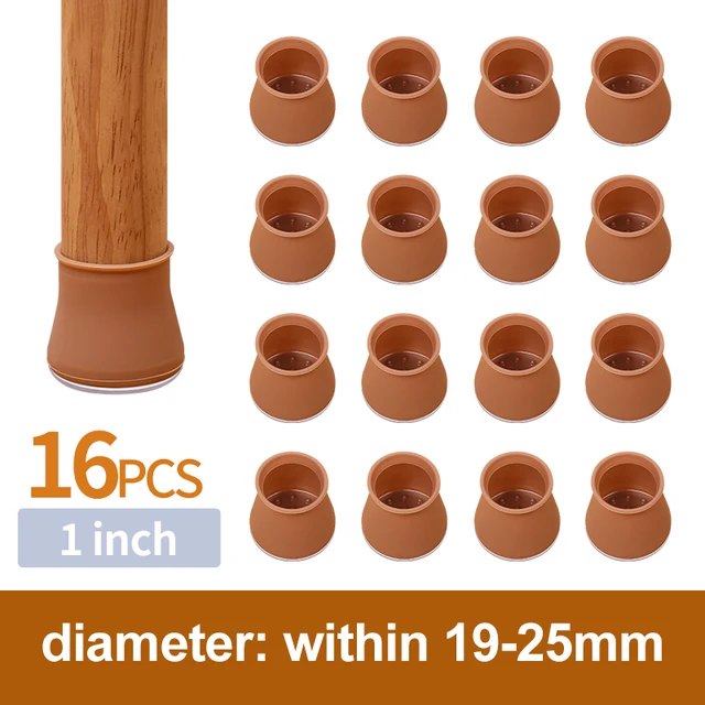 16PCS Silicone Chair Leg Cover Felt Bottom Round Square Furniture Feet Caps Floor Protector Pads for Chair Leg Black Brown White DIA 19-25mm 16PCS