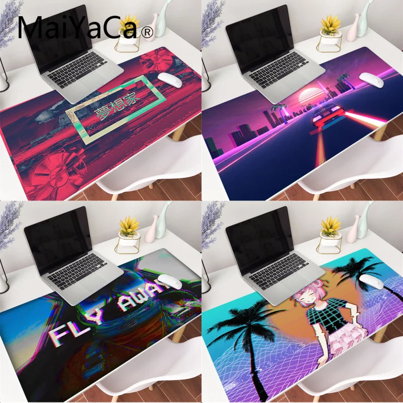 

Retrowave Vaporwave mouse pad gamer play mats XXL Mouse Pad anime Laptop Desk Mat pc gamer completo for Gamer Free Shipping