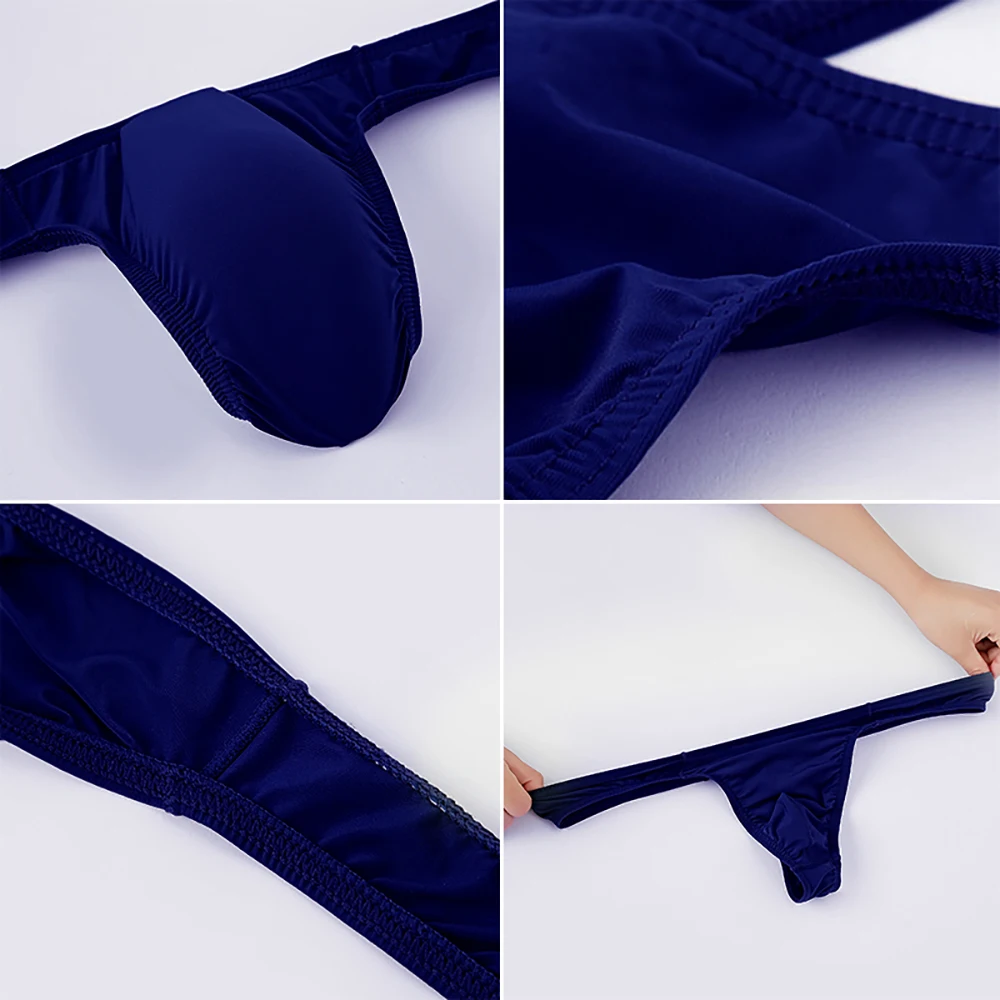 

Men's Sexy Solid Color Underwear Convex Breathable Bodycon Triangle Briefs Men See Through Panties Briefs Bulge Pouch Low Waist