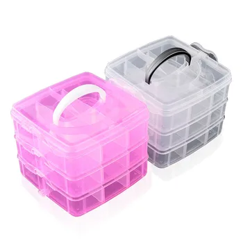 

3 Layers Plastic Empty Storage Box Nail Art Rhinestone Tools Jewelry Beads Organizer Container Detachable Makeup Box