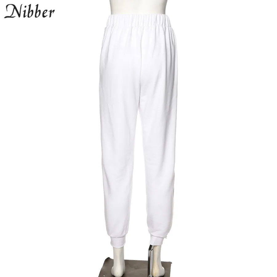 NIBBER/Женские повседневные спортивные штаны с буквенным принтом; Простые брюки-карго; Прямые брюки с высокой талией; Узкие повседневные брюки; белые свободные стильные брюки