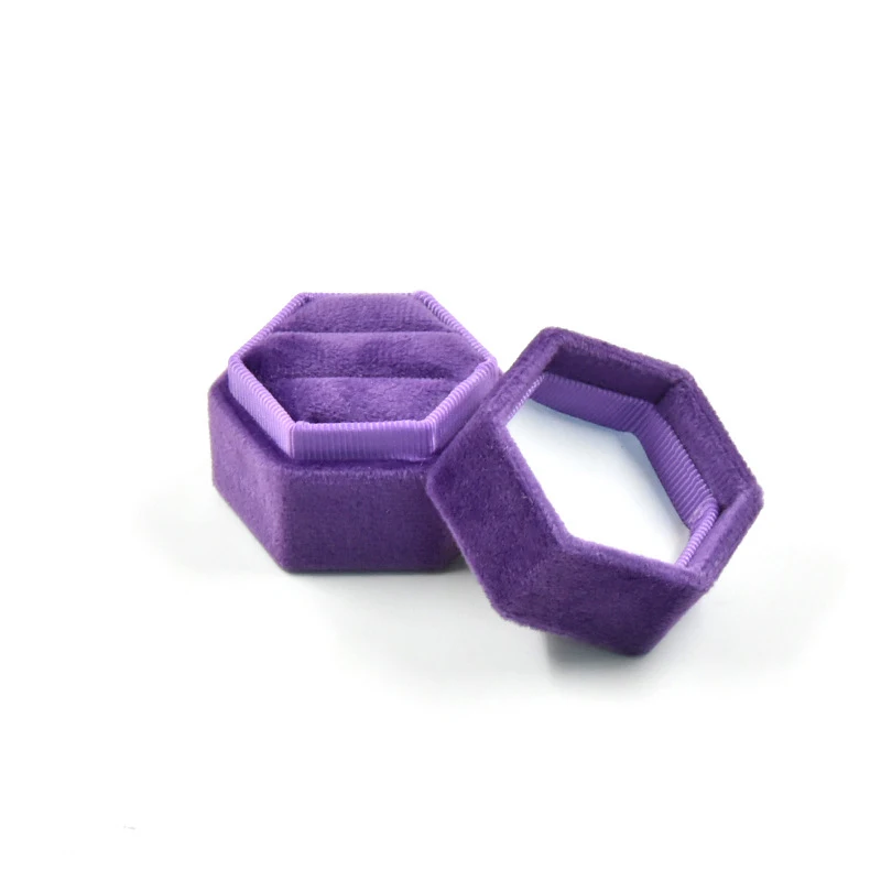 Двойные кольца, коробка для упаковки ювелирных изделий, коробка для колец, контейнер для ювелирных изделий, высокое качество, держатель для серег, бархатная коробка для пар колец - Цвет: Purple