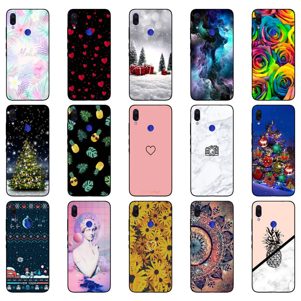 Untuk Xiaomi Redmi Note 7 Hitam Case Silikon Lembut Funda untuk Xiaomi Redmi Catatan 7 Hitam TPU Case Pelindung 6.3 