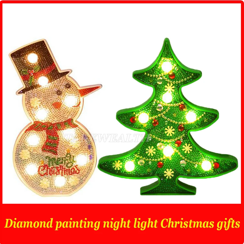 

2019 New DIY LED Diamond Painting Night Light Christmas Tree Snowman Cross Stitch Embroidery Special Shape Wedding Decoration
