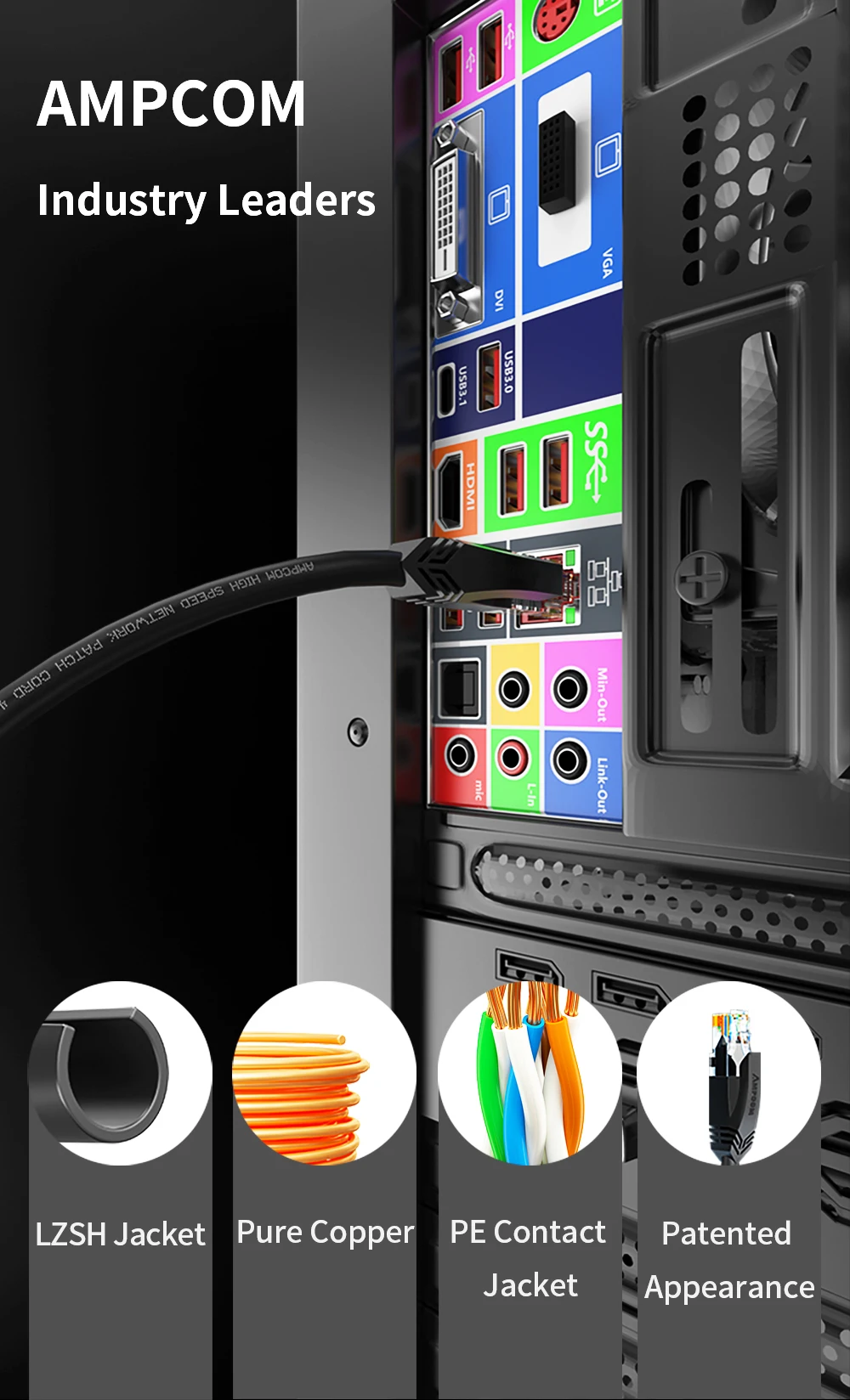 AMPCOM CAT6A Ethernet Cable 10Gbps RJ45 LAN Network Cable, High Speed Gaming UTP Patch 24AWG Strand Wire for Computer, PS5, Xbox AMPCOM CAT6A Ethernet Cable 10Gbps RJ45 LAN Network Cable, High Speed Gaming UTP Patch 24AWG Strand Wire for Computer, PS5, Xbox
