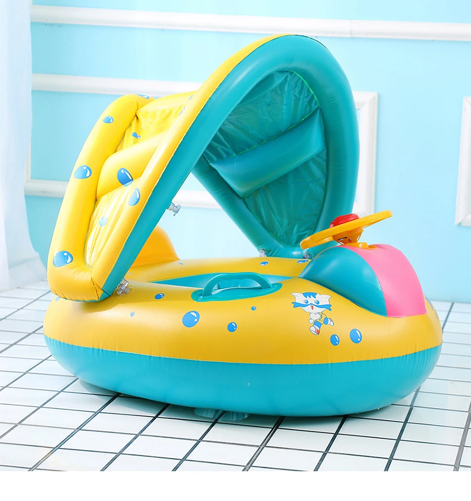 Безопасный плавательный круг для детей бассейн надувной Регулируемый детский плавательный бассейн сиденье с защитой от солнца Детский круг для купания Piscina колесо