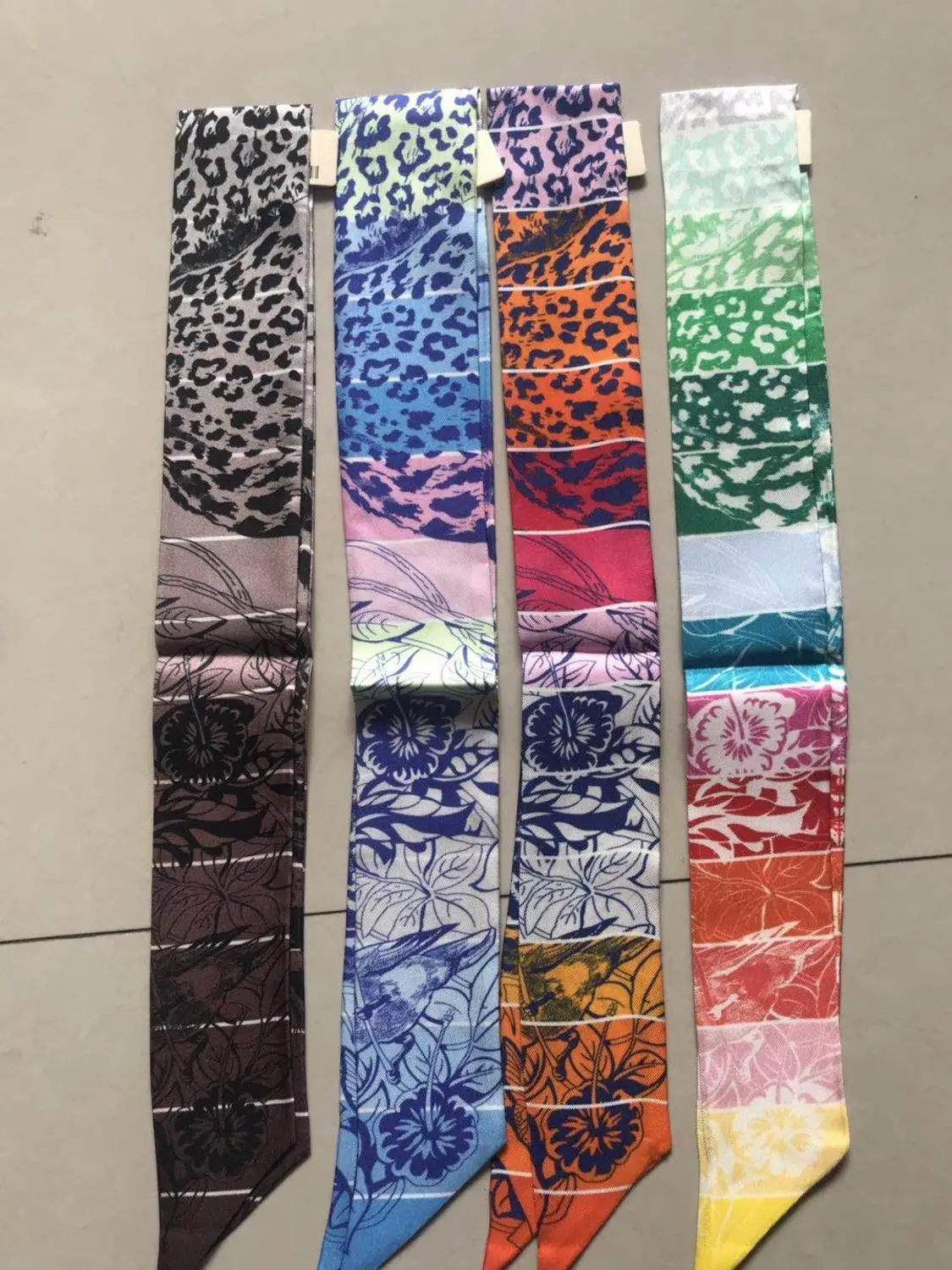 

2020 new arrival fashion head band classic 100% silk scarf 105*6 cm long shawl twill belt strap bag band for women girl lady