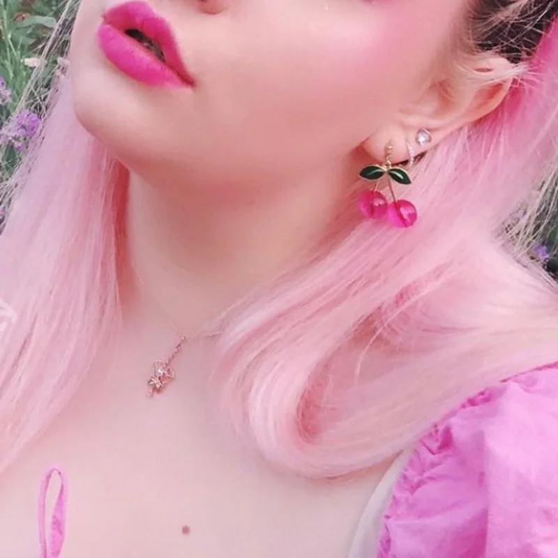 Y2K Harajuku вишня длинные висячие серьги для женщин смолы в винтажном стиле сапоги