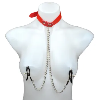 

BDSM Bondage Restraint Fetish Collar Chain Collars Collocation Nipple Clamps Sex Toys For Women Adult Games Exotic Accessories