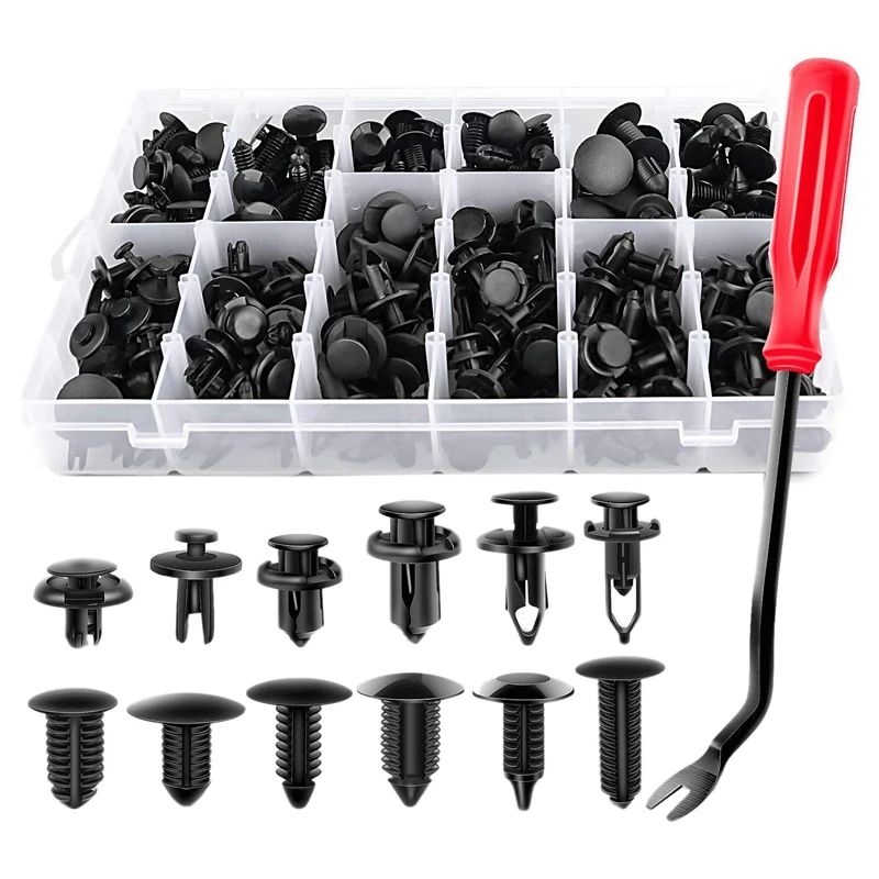 

240Pcs Bumper Retainer Clips Car Plastic Rivets Fasteners Push Retainer Kit Most Popular Sizes Auto Push Pin Rivets Set -Door Tr