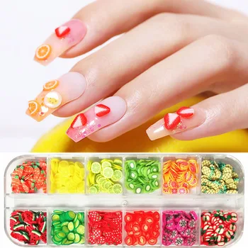 

1 Box 3D Nail Art Decorations Summer Fruit Flower DIY Tips Watermelon Strawberry Design Nail Flakes Tiny Slices Accessories