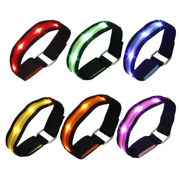 

High Visibility Running Cycling Adjustable Reflective LED Flashing Fabric Armband Orange