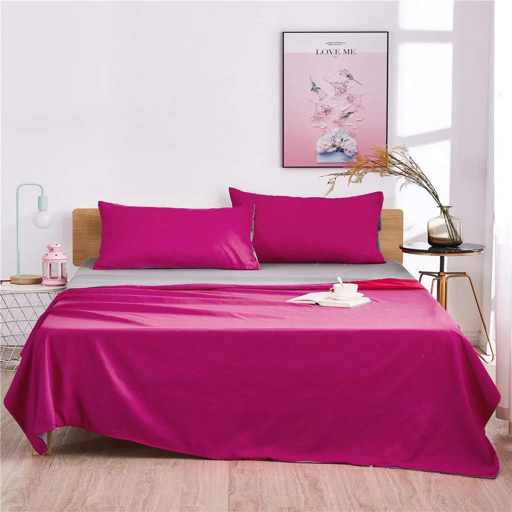 

2PC/3PC Simple solid color sand quilt pillowcase without sheets AB version three-piece bedding Red 8#G6