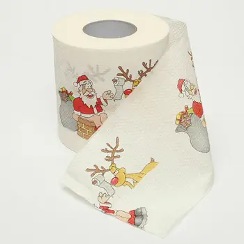 

1 Roll Bath Paper Funny Home Santa Claus Christmas Toilet Roll Paper Tissue Living Room Décor Christmas Supplies