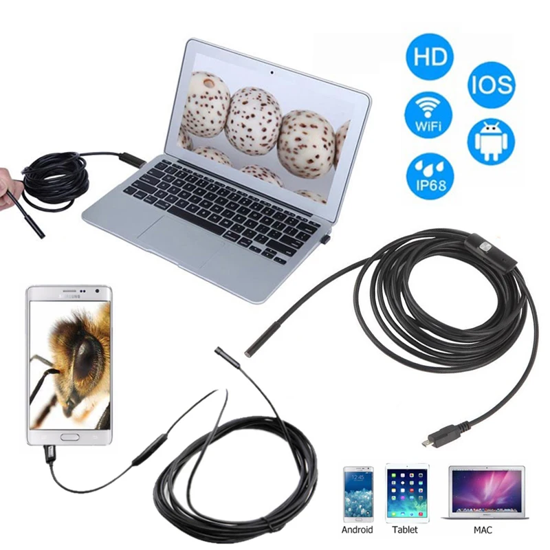 Эндоскопа камера 6LED для Android 1,3 MP 5,5 мм Бороскоп USB 1/1. 5/2/3,5/5 м Змеиный водонепроницаемый трубчатый Телефон IP67 осмотр