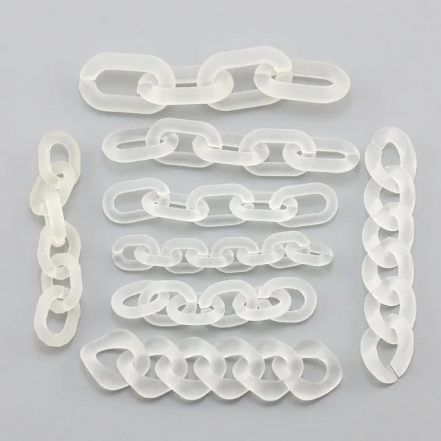 Wholesale 23mm*17mm Multi color Acrylic Twisted Chains Assembled Parts Beads Diy Jewelry Findings Accessories 60 pieces(JM6582) Frosted White