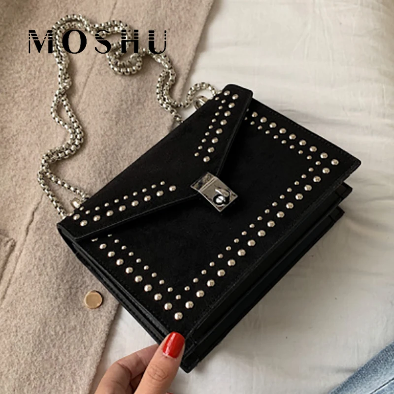 Bag Women Scrub Leather Small Shoulder Messenger Bags for 2019 Chain Rivet Lock Crossbody Female Travel Mini | Багаж и сумки
