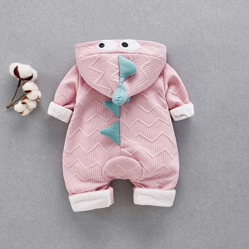 Детские комбинезоны с рисунком динозавров; одежда для малышей; Bebe; сезон весна-осень; одежда для малышей; комбинезоны с капюшоном в полоску для мальчиков