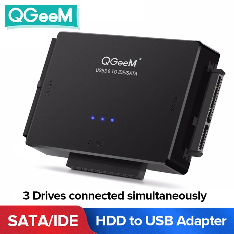 Qgeem sata para usb ide adaptador usb 3.0 sata 2.5 3.5 disco rígido hdd ssd conversor usb ide sata para usb sata adaptador cabo