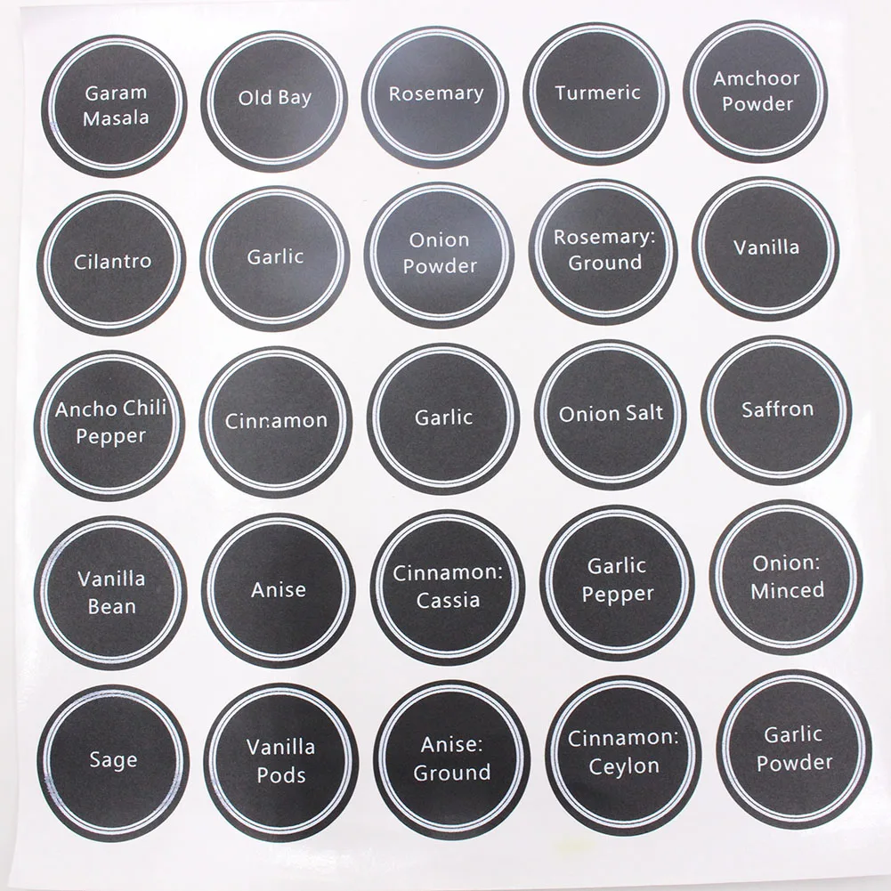 aeProduct.getSubject() 13pcs Waterproof Jar Stickers Round Bottle Tags Spice Labels Pantry Printed Decor Home Accessories PVC Adhesive Kitchen