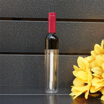 

5ML 10/30/50pcs Empty Red Plastic Lipgloss Bottle with Colored Cap, Wine Shape Creative Portable Lip Gloss Tube