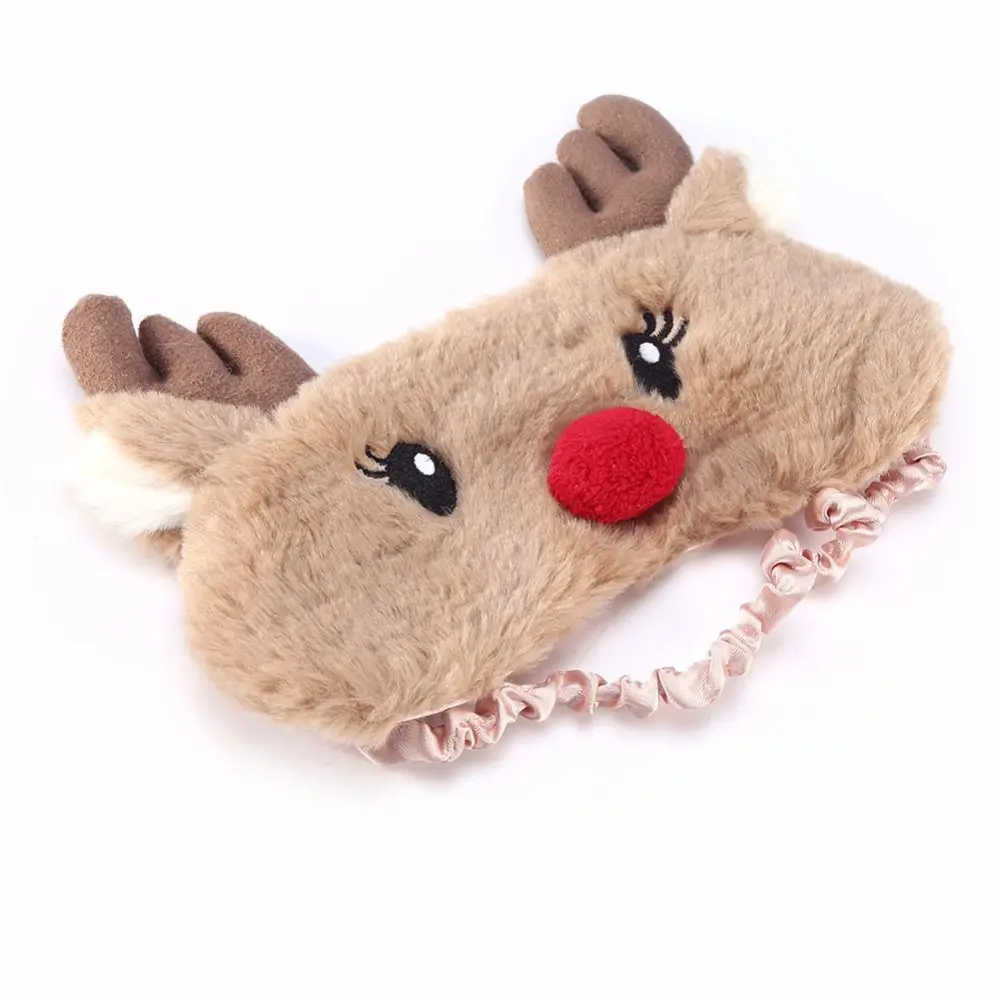 Рождественский олень, милые животные, покрытие для глаз, плюшевая ткань, маска для сна, повязка для глаз, зимний мультяшный ворс, тени для глаз, рождественский подарок