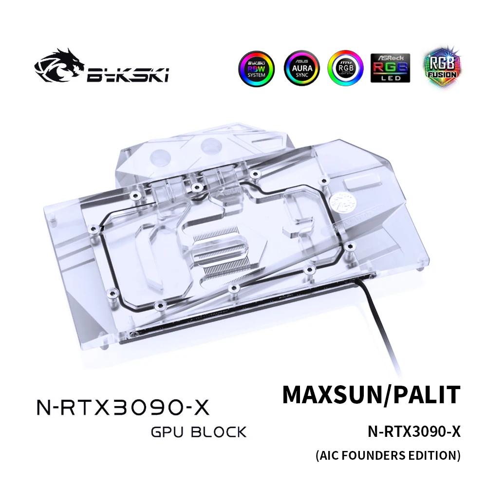 Блок водяного охлаждения Bykski RTX 3090 3080 GPU с обратной планой для жидкости MAXSUN PALIT Founder